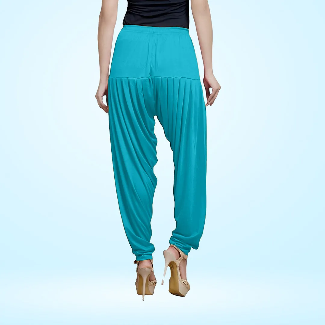 Soft and Stylish Viscose Rayon Patiala Pants for Women - Turquoise Blue
