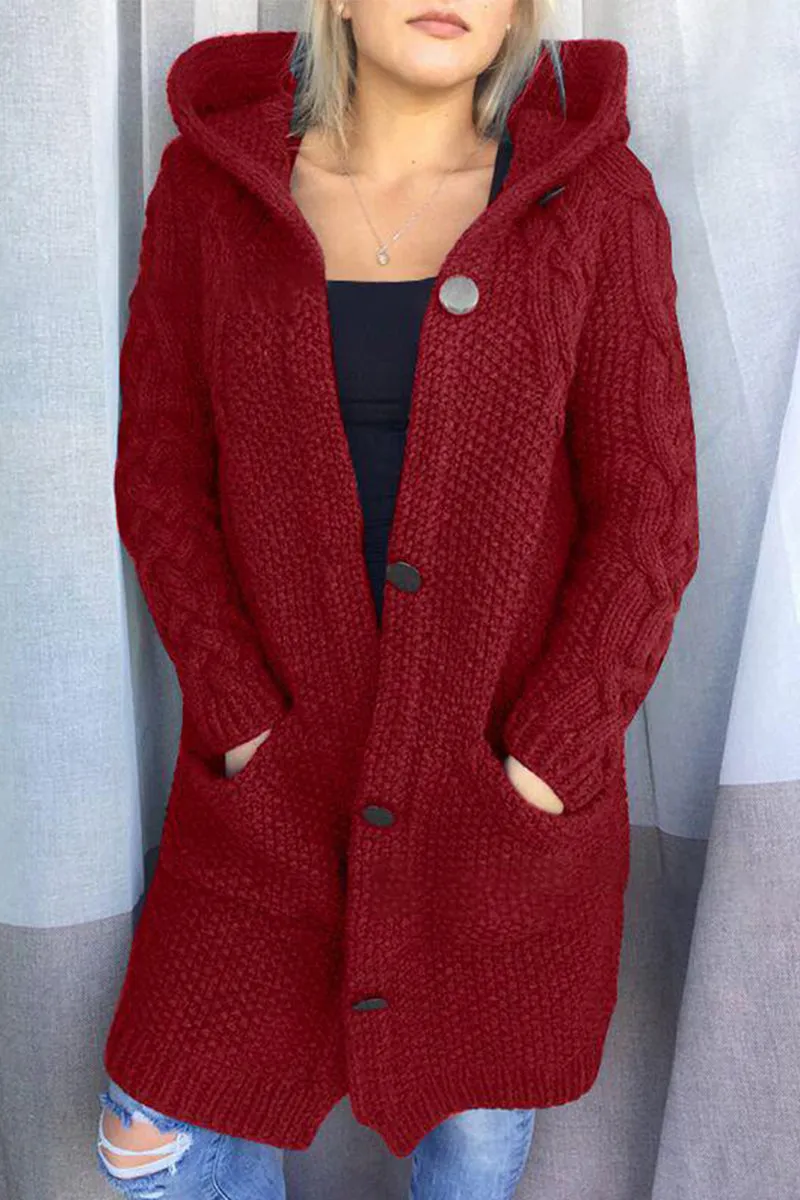 Solid Pocket Hooded Collar Cardigans(8 Colors)