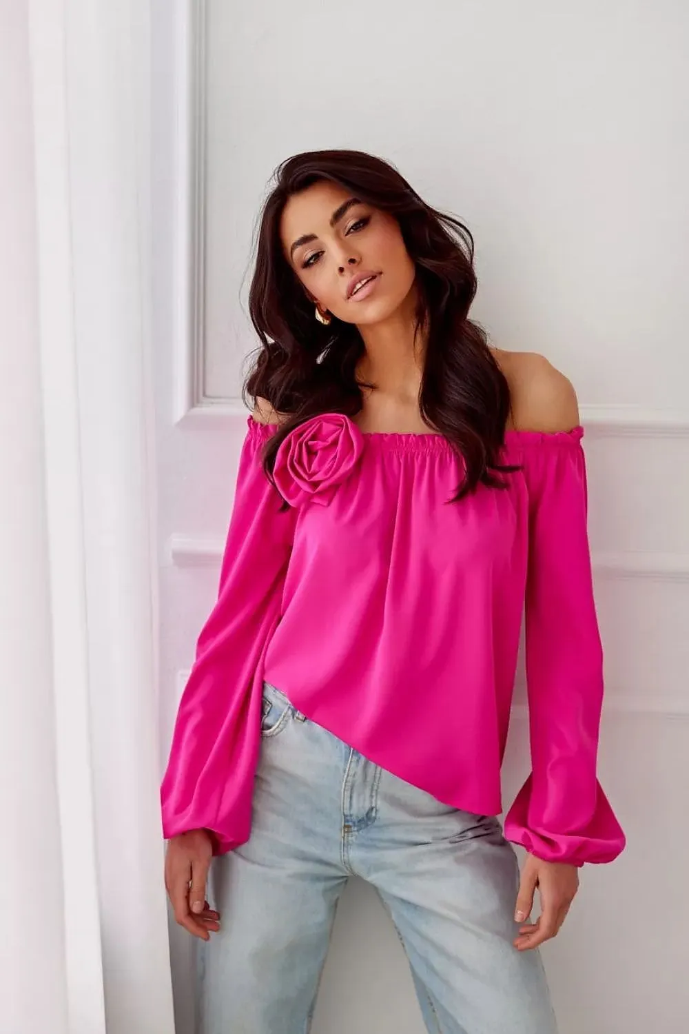 Spanish-Neck Blouse with Elastic Detailing