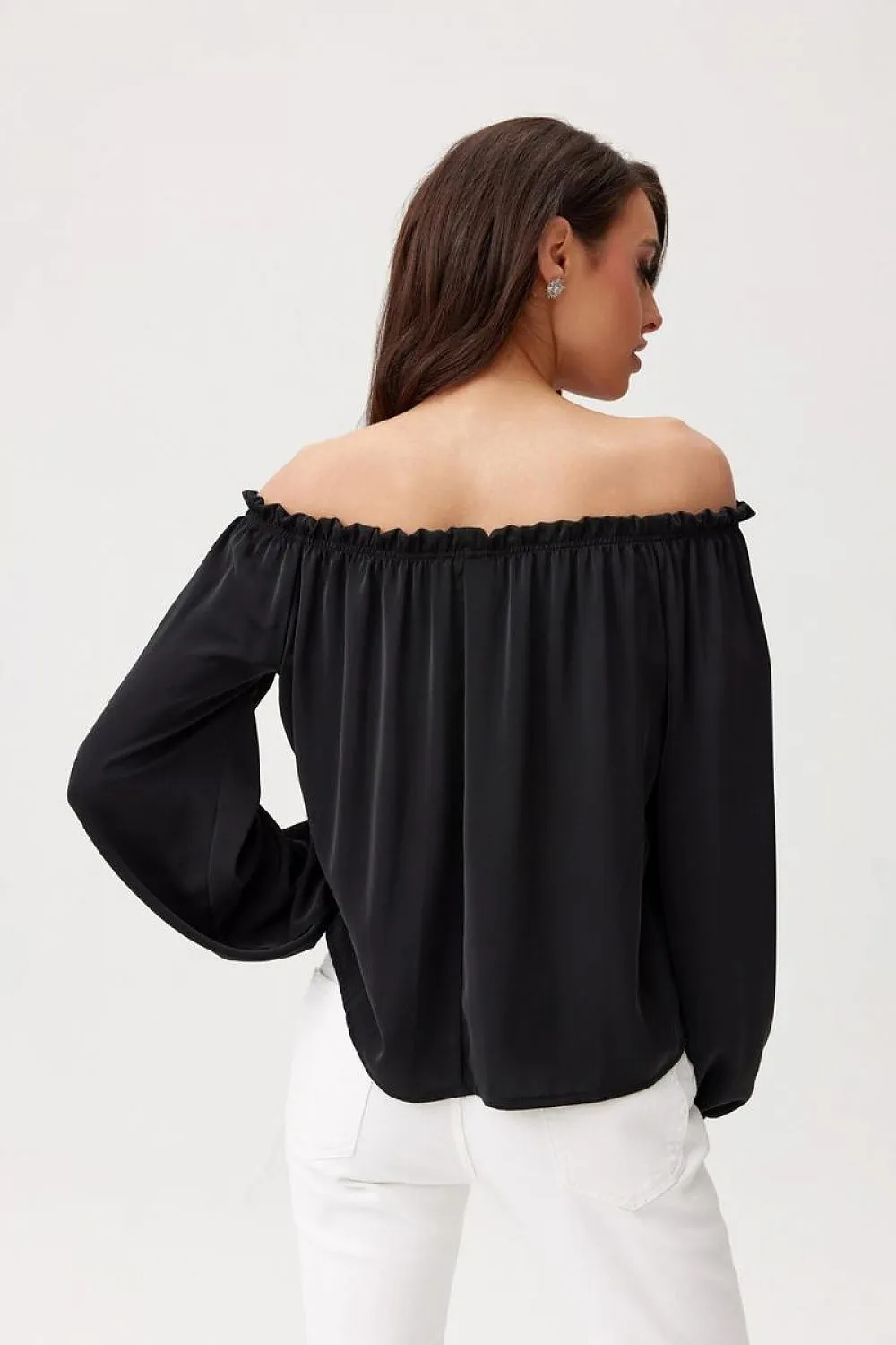 Spanish-Neck Blouse with Elastic Detailing