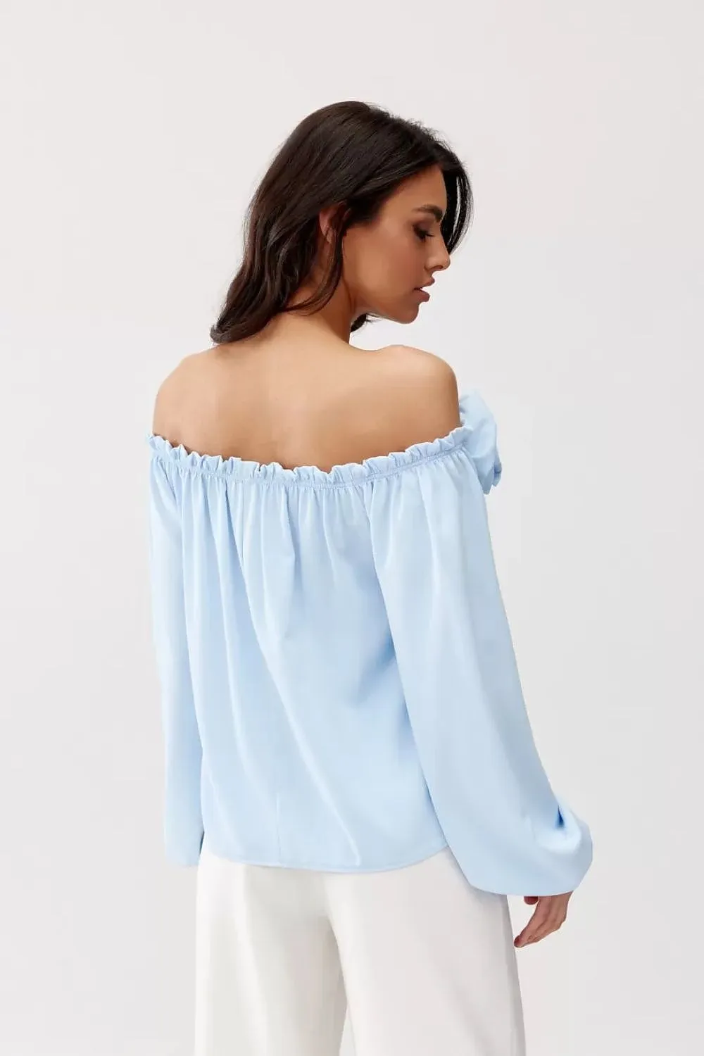 Spanish-Neck Blouse with Elastic Detailing