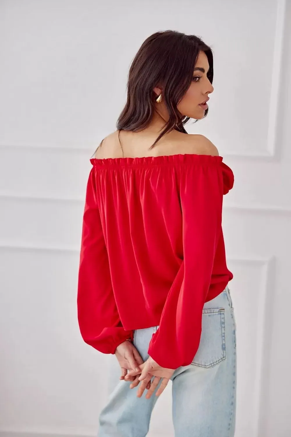 Spanish-Neck Blouse with Elastic Detailing