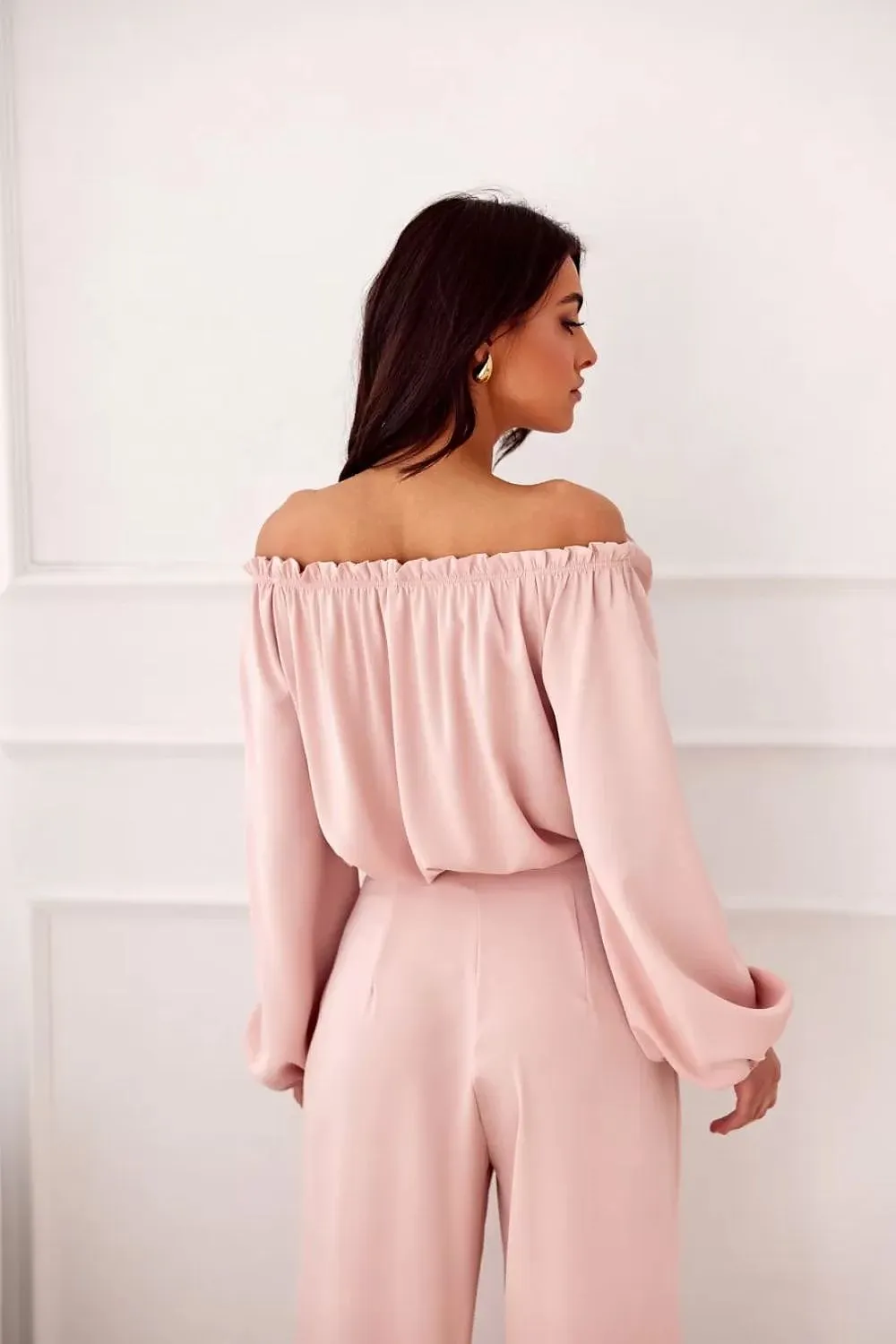 Spanish-Neck Blouse with Elastic Detailing