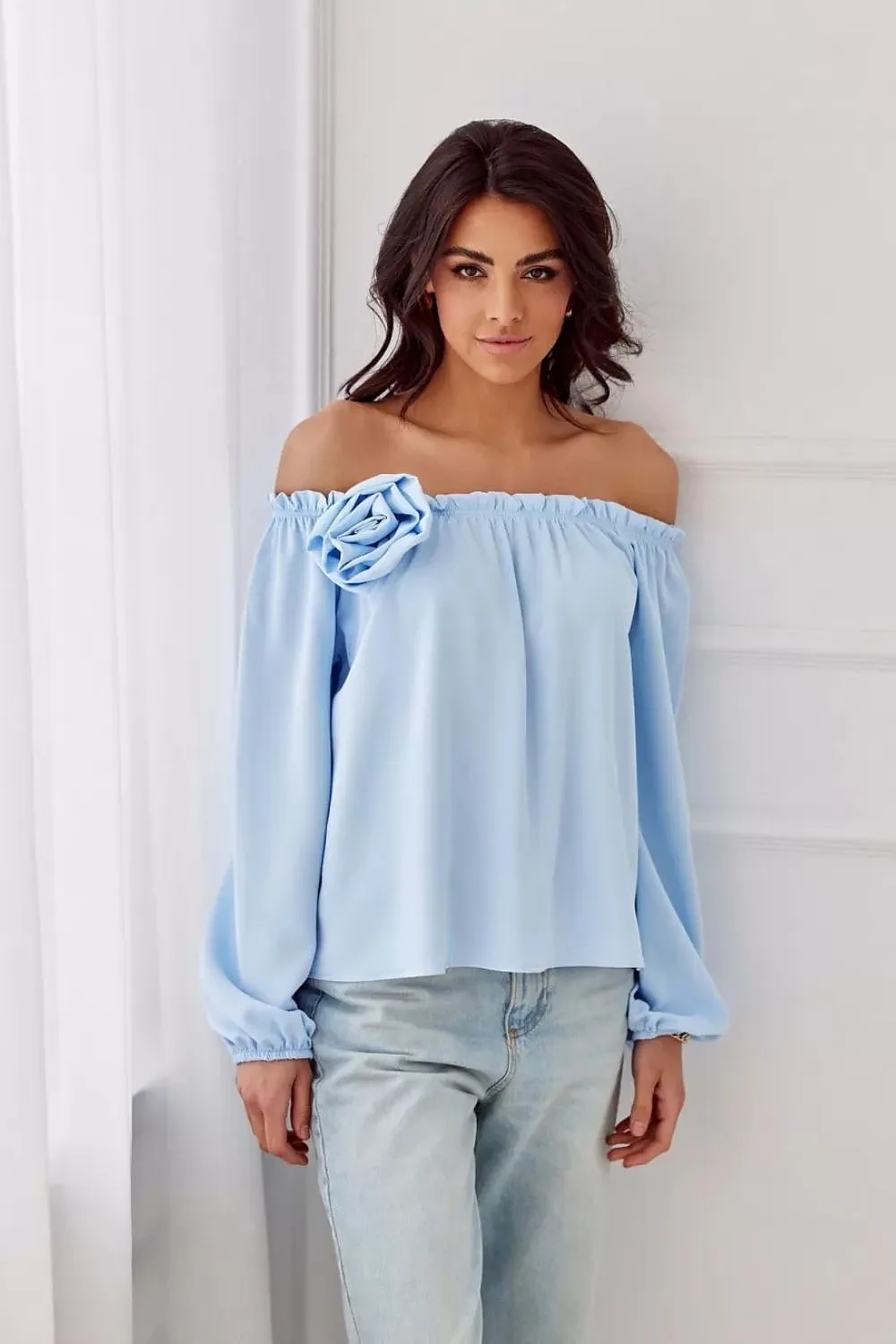 Spanish-Neck Blouse with Elastic Detailing