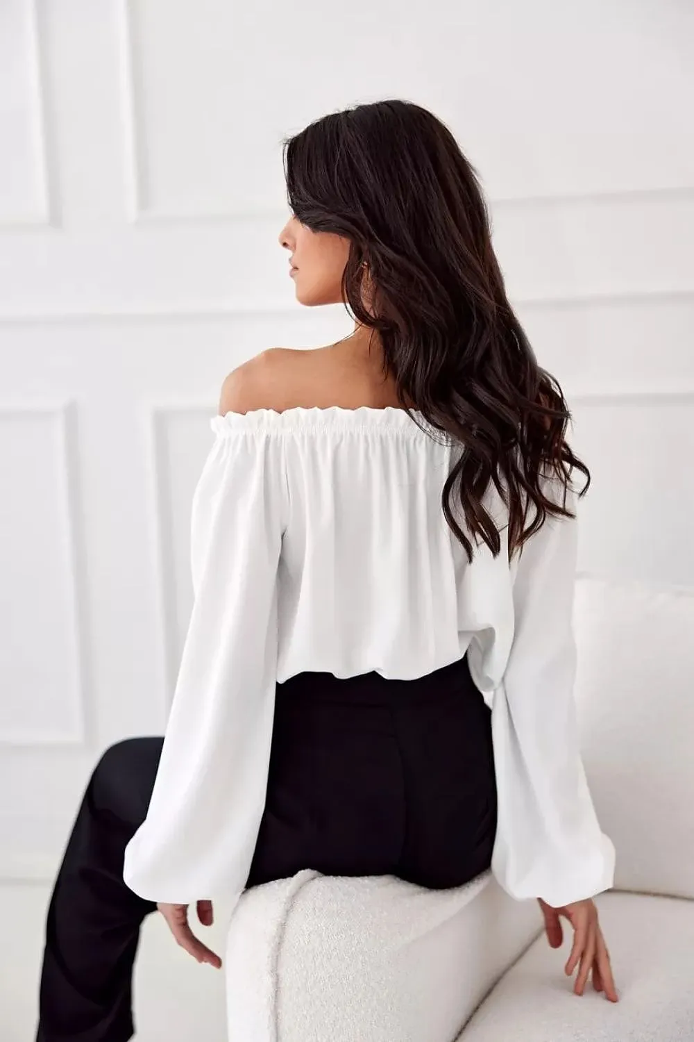 Spanish-Neck Blouse with Elastic Detailing