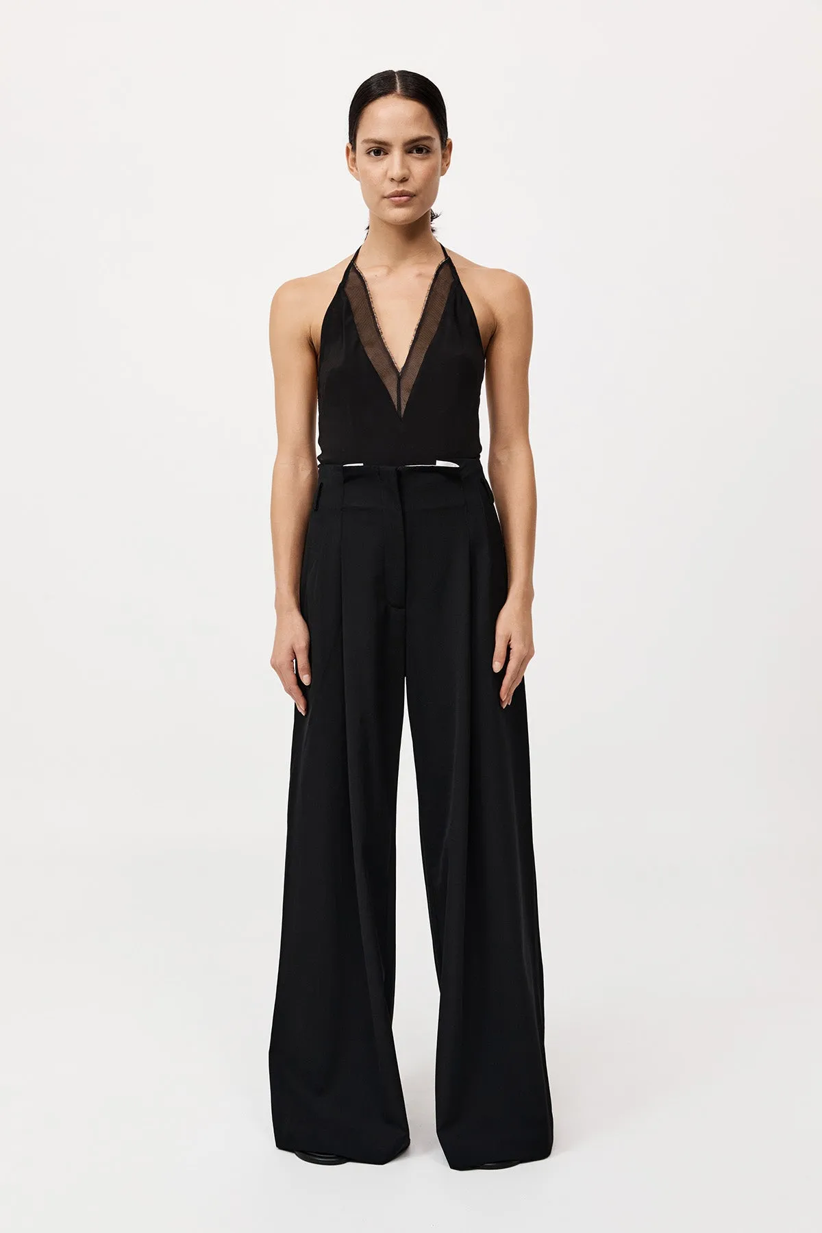 St. Agni - Cotton Paperbag Waist Trousers - Black