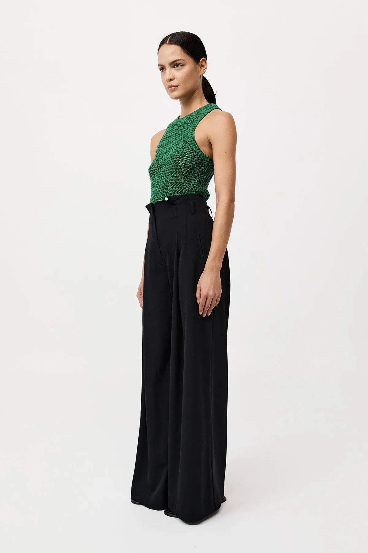 St. Agni - Cotton Paperbag Waist Trousers - Black