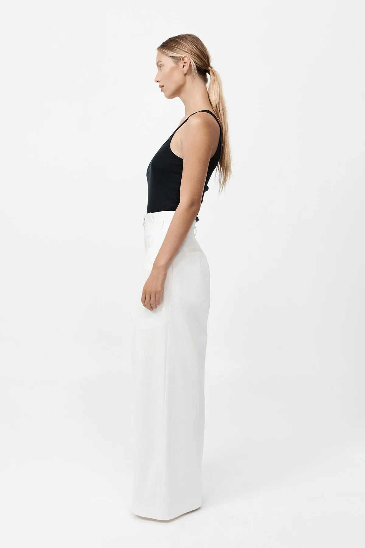 St. Agni - Cotton Paperbag Waist Trousers - Off White