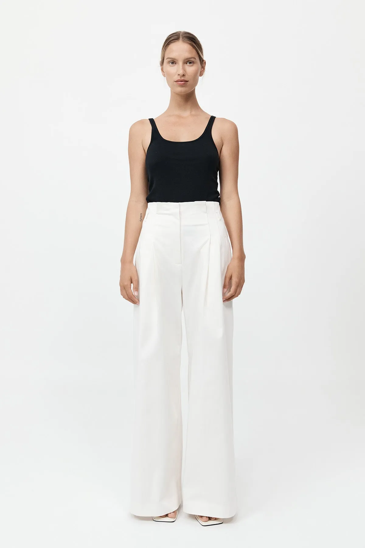 St. Agni - Cotton Paperbag Waist Trousers - Off White