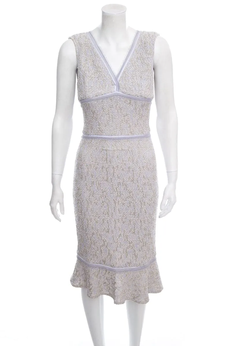 St John Purple Tweed Sleeveless Dress SZ 2