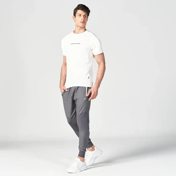 Statement Ribbed Tech Tee - Pearl White