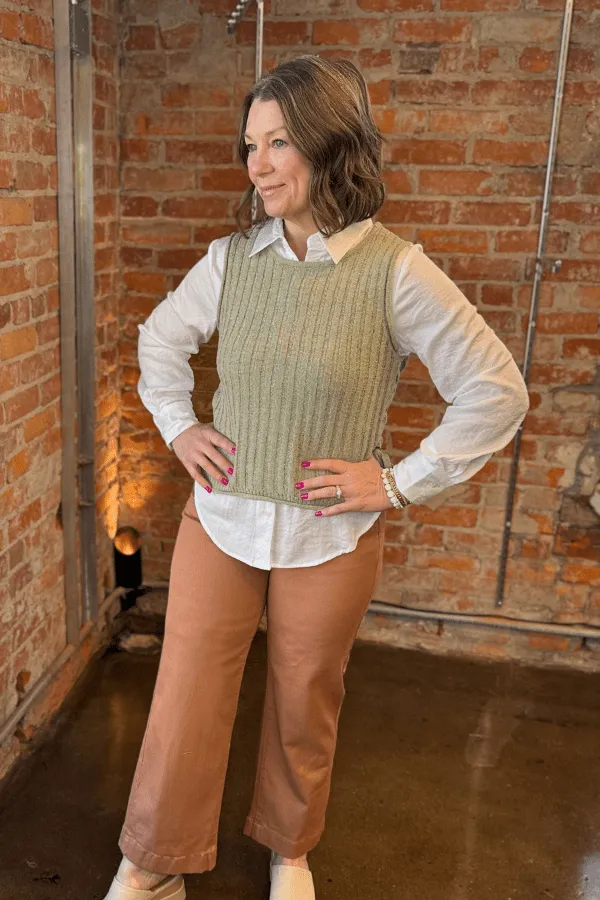 Stretch Twill Wide Leg Jeans