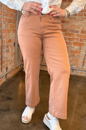 Stretch Twill Wide Leg Jeans