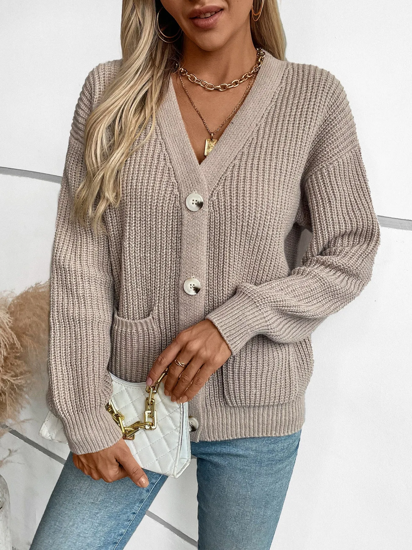 Stylish Ribbed Knit Cardigan for Casual Women's Wear
