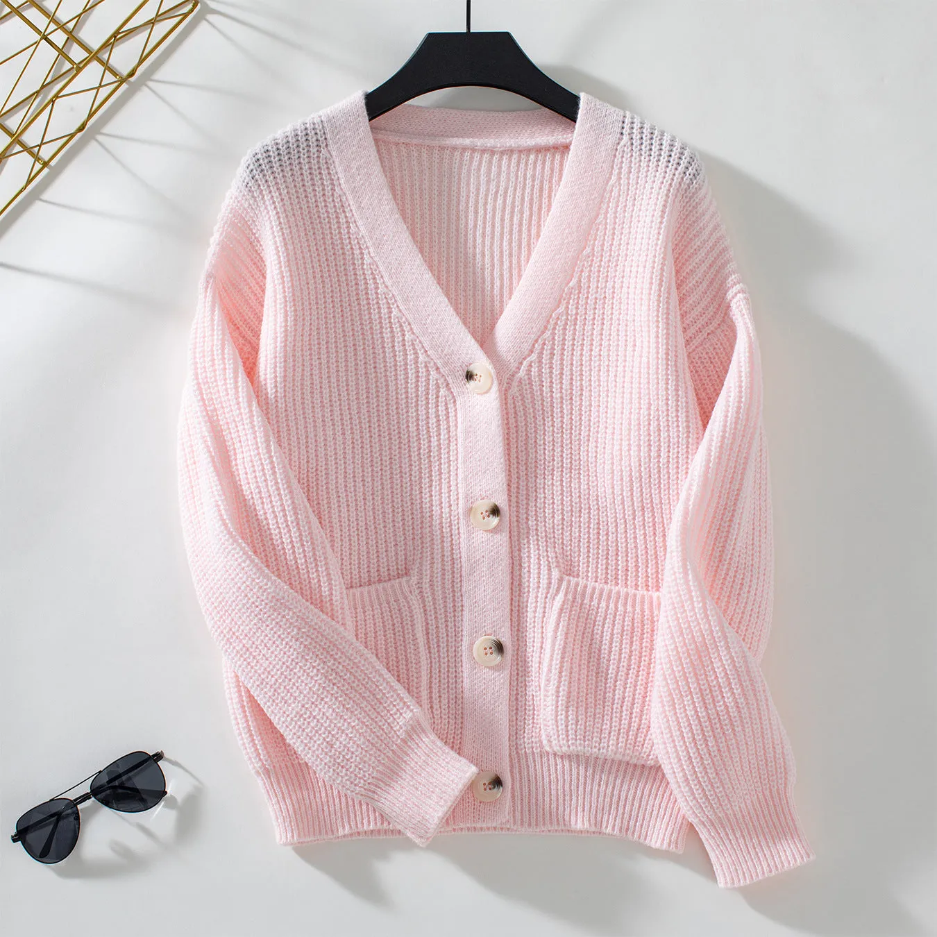 Stylish Ribbed Knit Cardigan for Casual Women's Wear