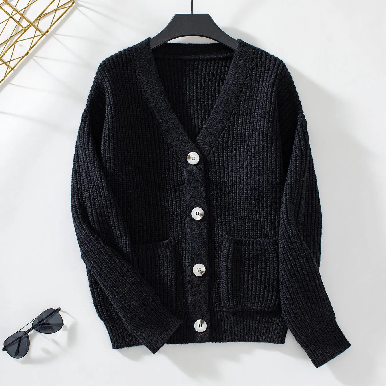 Stylish Ribbed Knit Cardigan for Casual Women's Wear