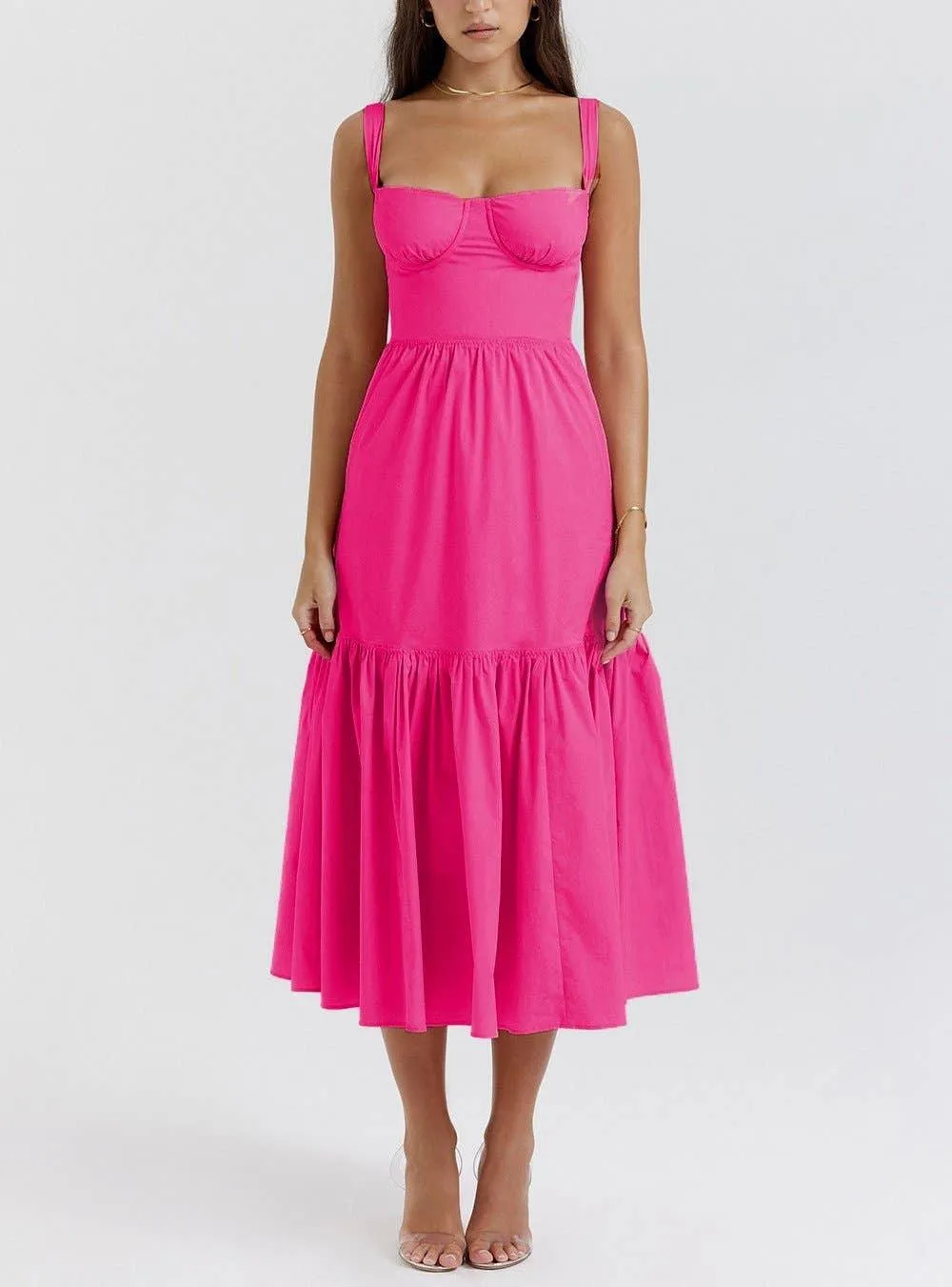 Suspender Floral Backless Cake Dress