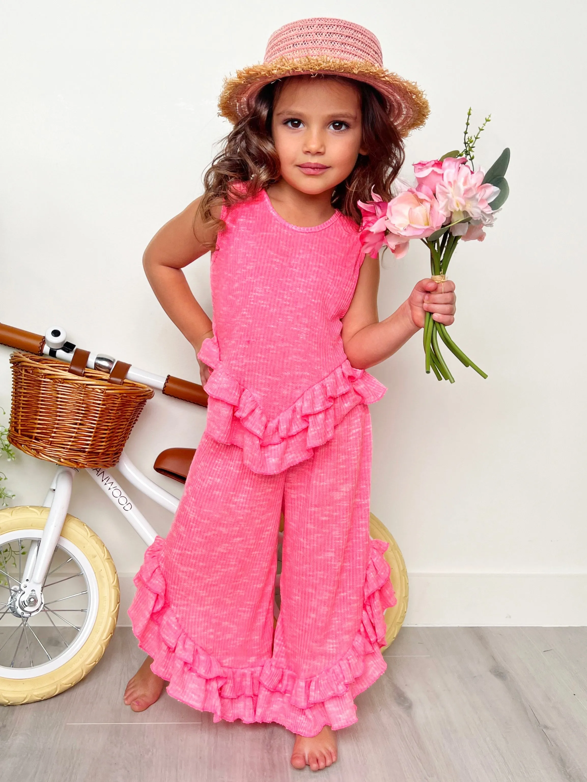 Sway My Way Pink Ruffle Pants Set