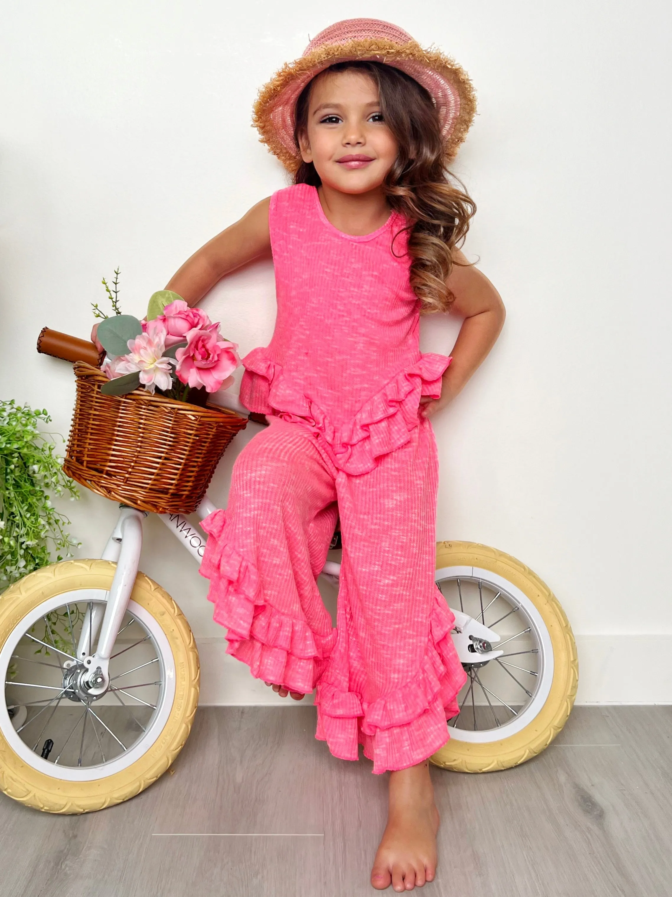 Sway My Way Pink Ruffle Pants Set