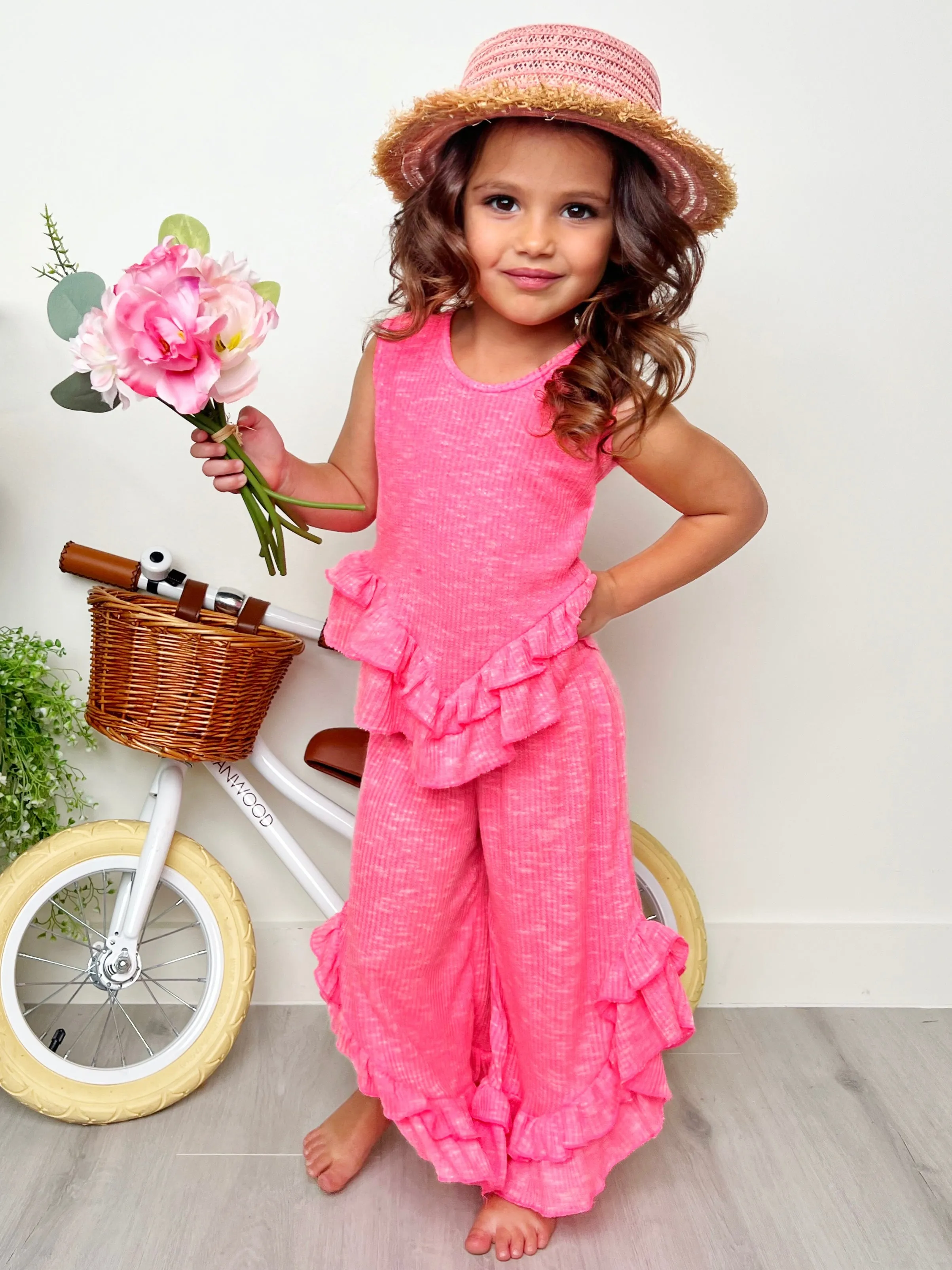 Sway My Way Pink Ruffle Pants Set