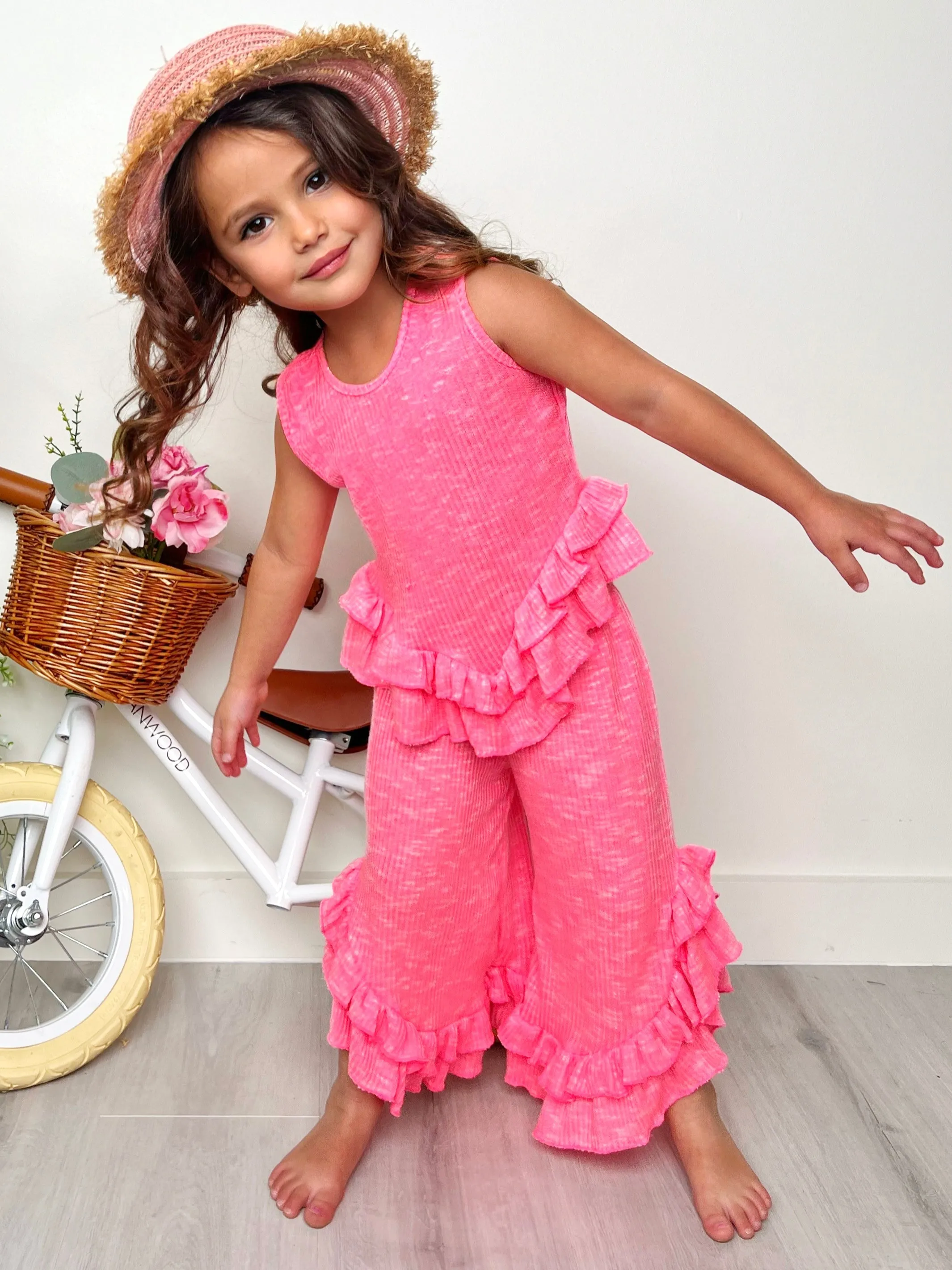 Sway My Way Pink Ruffle Pants Set