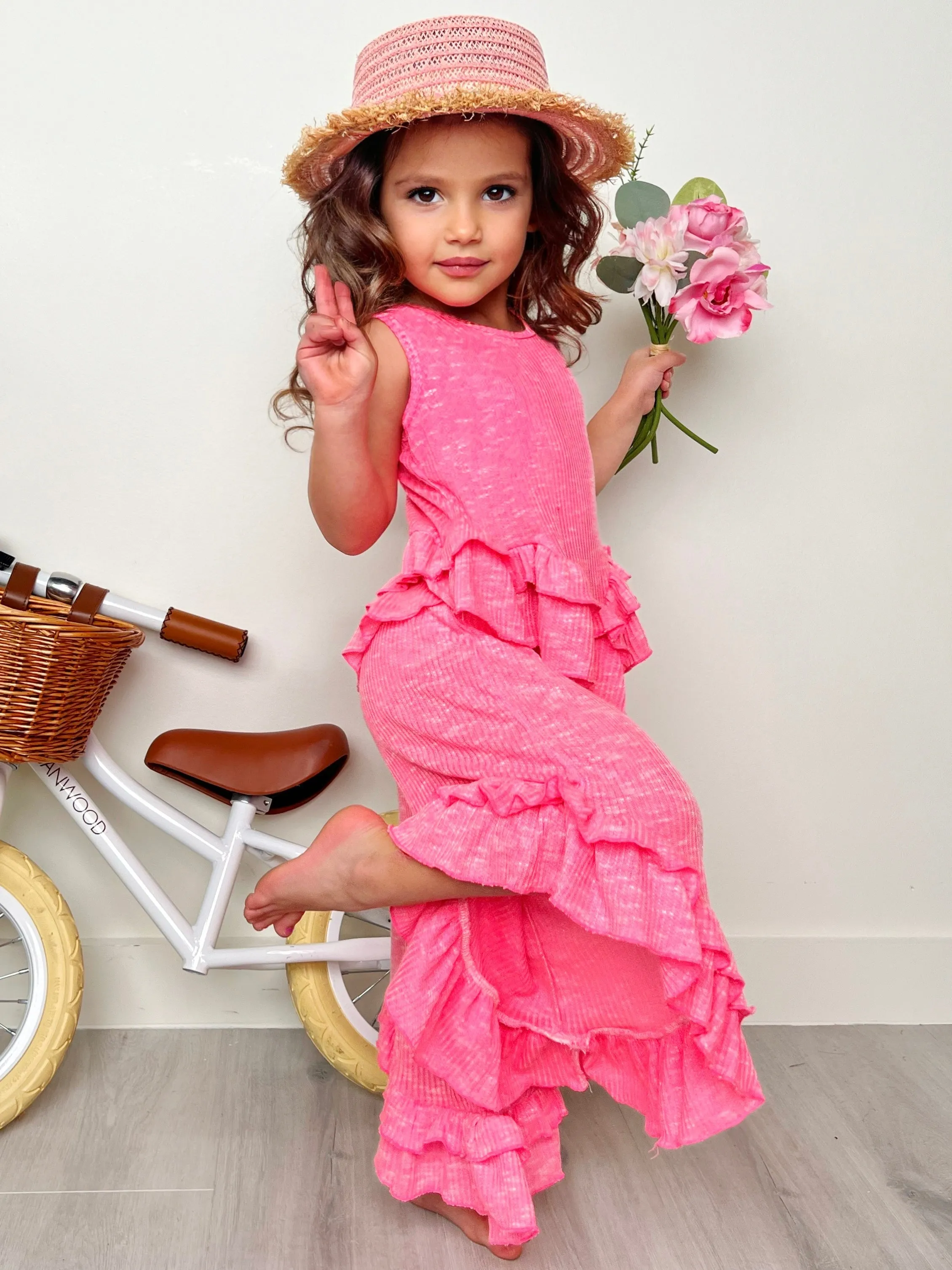 Sway My Way Pink Ruffle Pants Set