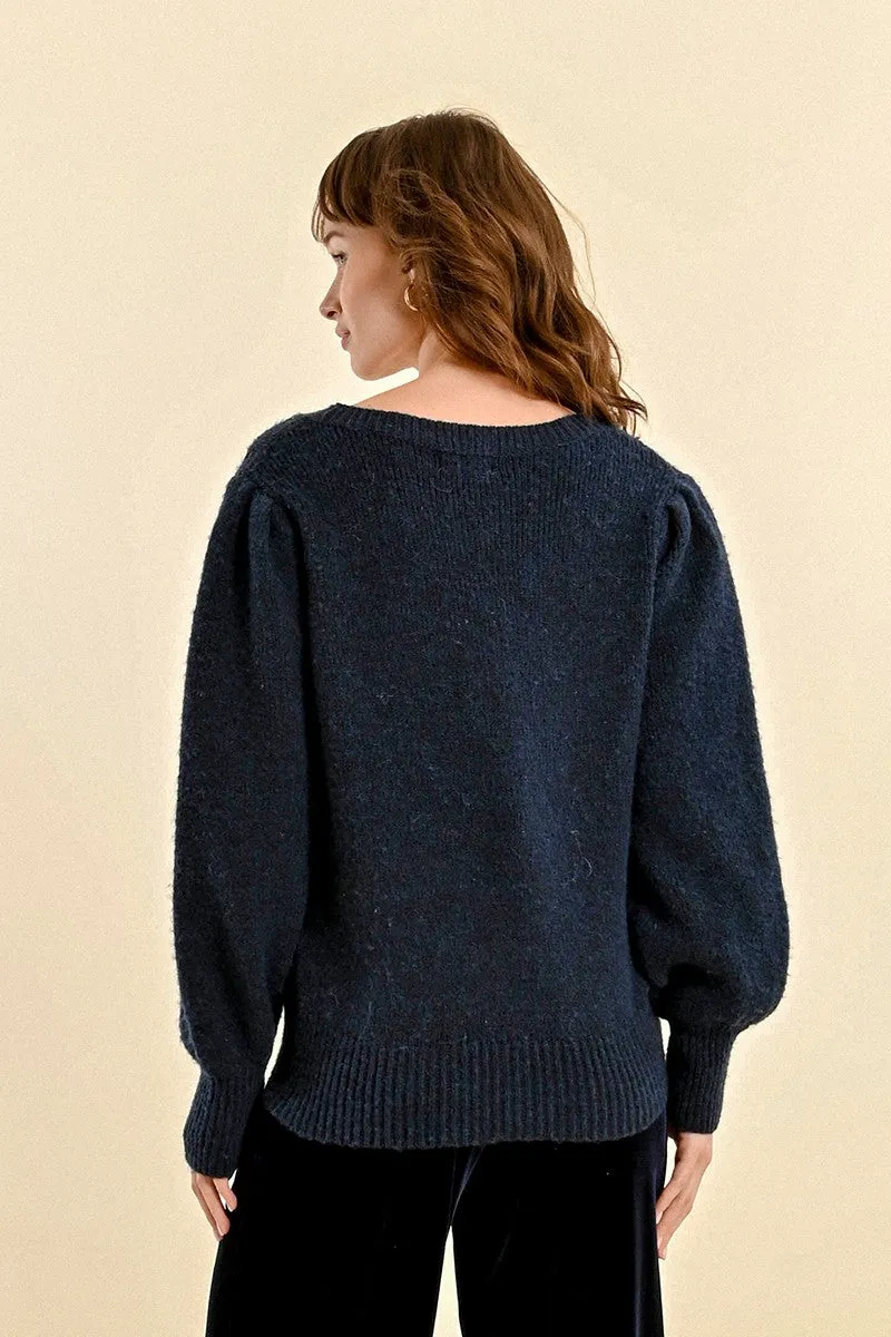 SWEATER WITH WOOL, PUFFED SLEEVES