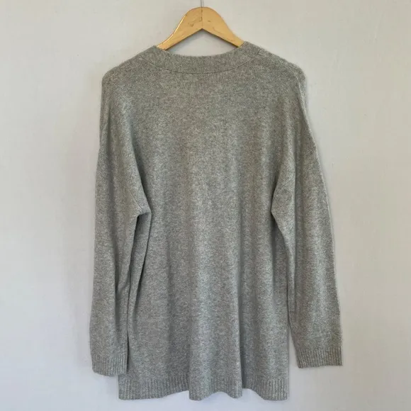 TALBOTS Size XL Gray Sparkle Long Cardigan Rhinestone Buttons Pockets NEW