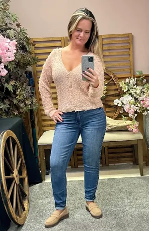 Textured Knit Button Sweater