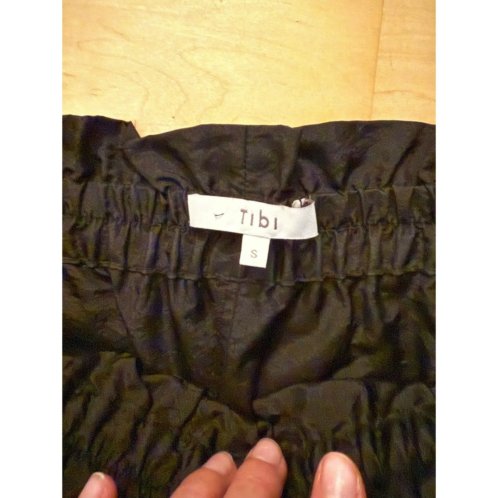 Tibi Women's Crispy Nylon Felix Paperbag Waist Jogger Pants Black Small