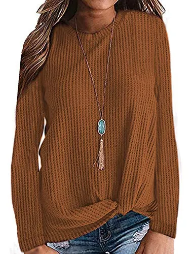 TODOLOR Casual Twist Knot Tunic Yellow M