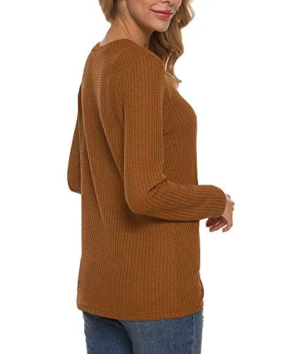 TODOLOR Casual Twist Knot Tunic Yellow M