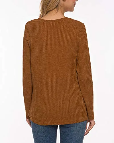 TODOLOR Casual Twist Knot Tunic Yellow M