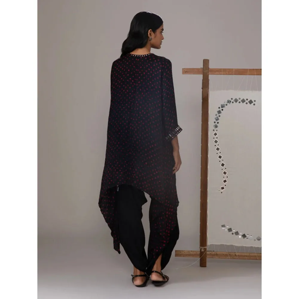 Twenty Nine Black Bandhani Long Asymmetrical Tunic