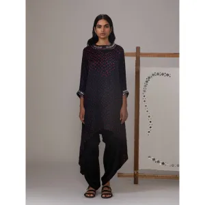 Twenty Nine Black Bandhani Long Asymmetrical Tunic