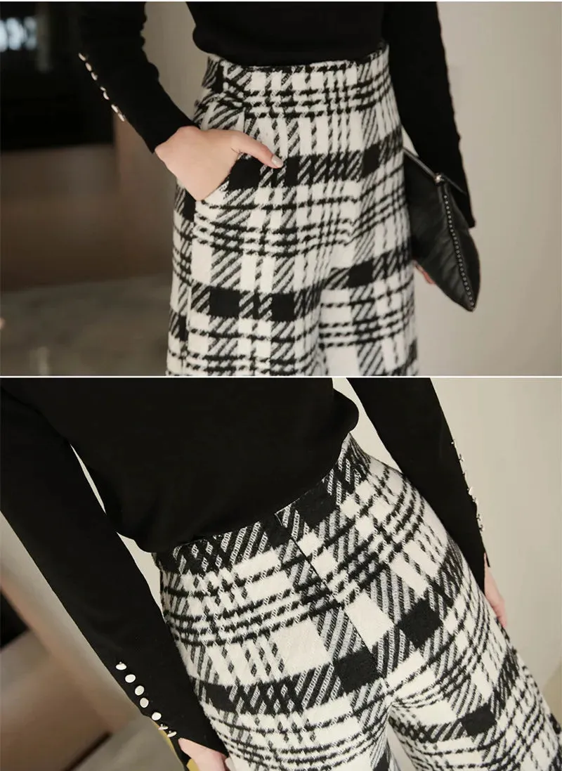 Uiara Flare Cropped Plaid Pants