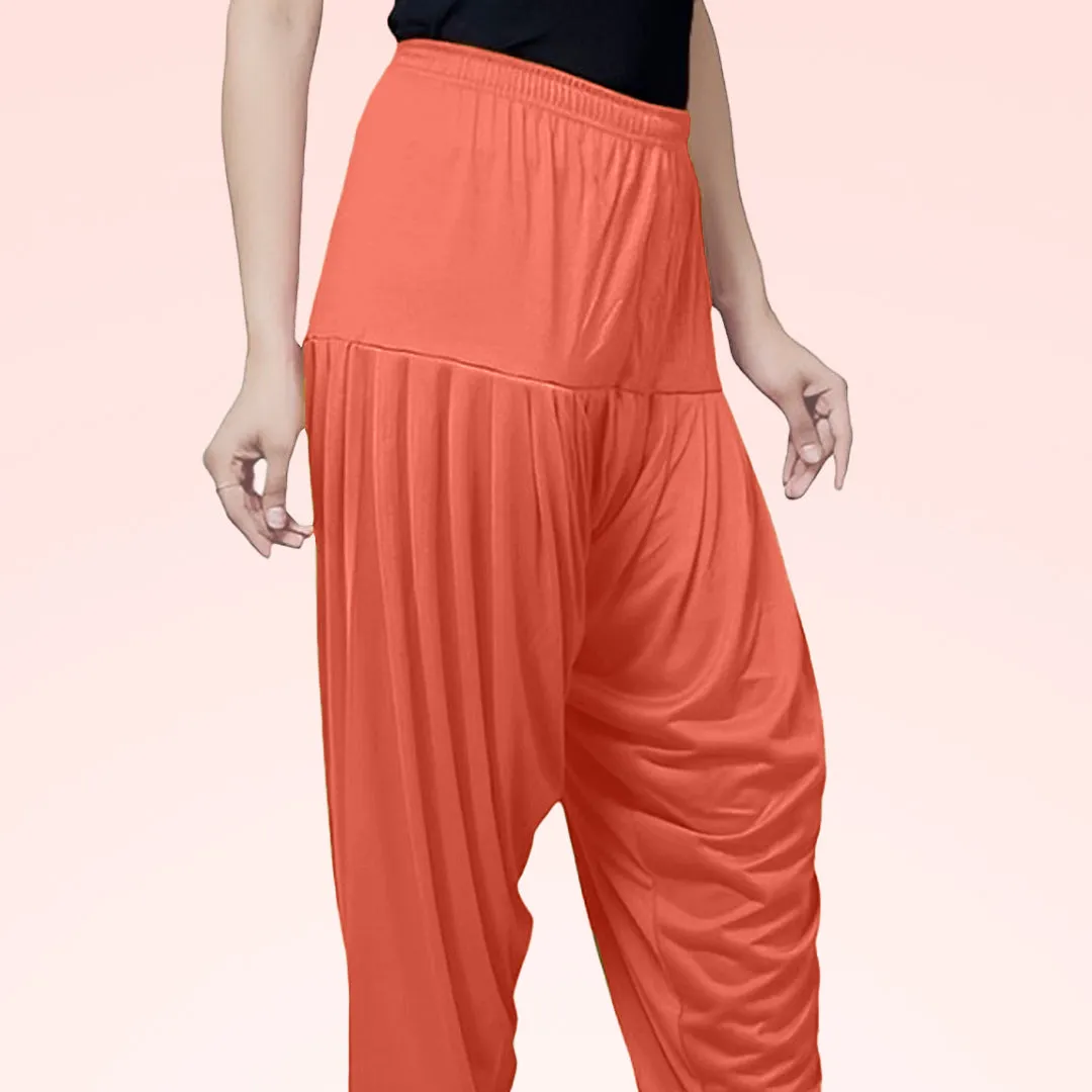 Ultra Comfortable Viscose Rayon Patiala Pants for Women - Orange