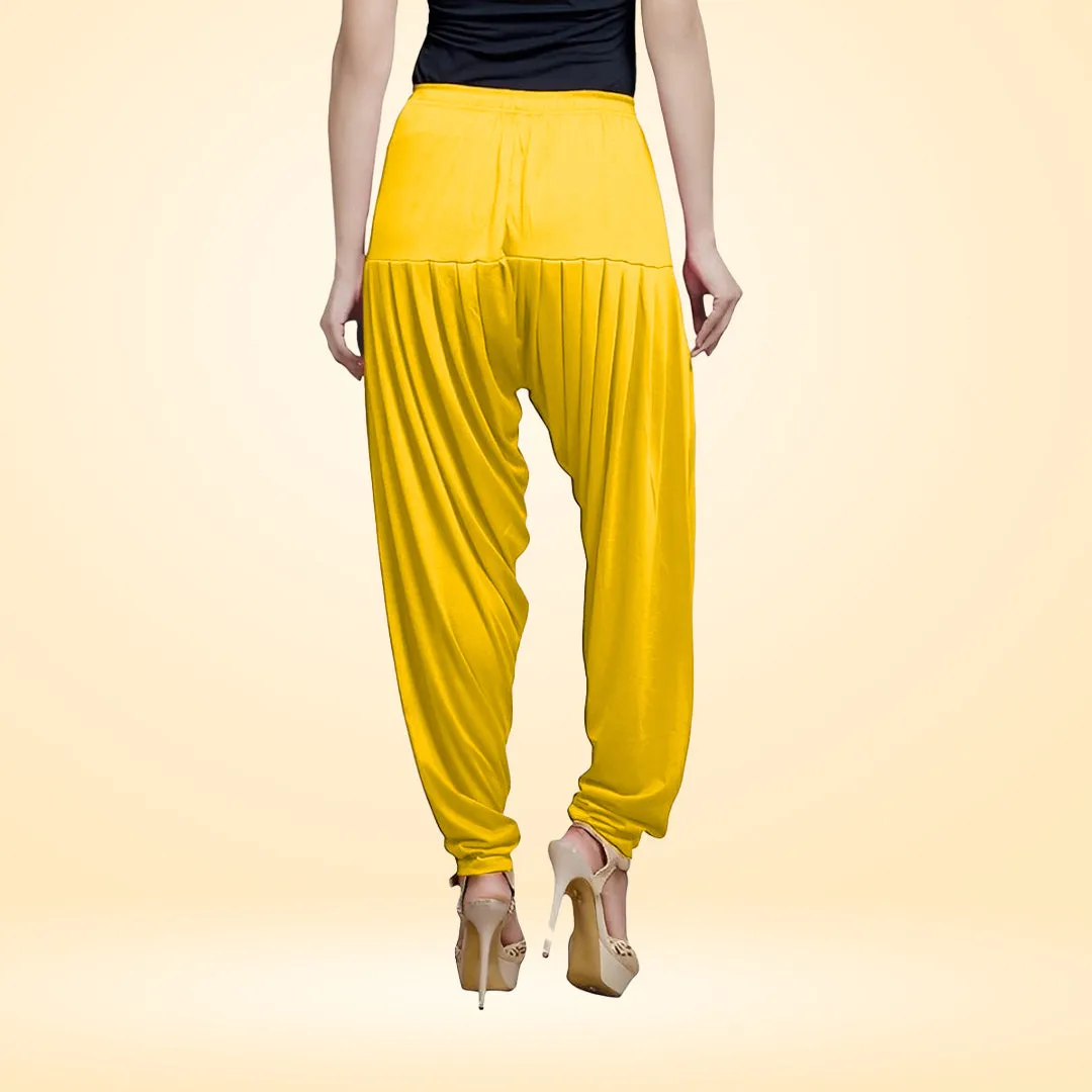 Ultra Comfortable Viscose Rayon Patiala Pants for Women - Yellow