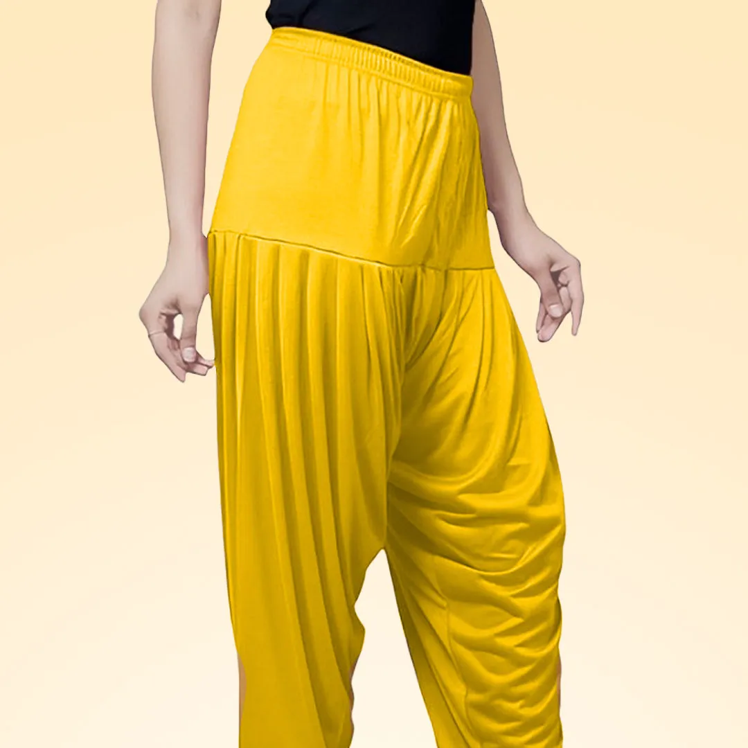 Ultra Comfortable Viscose Rayon Patiala Pants for Women - Yellow