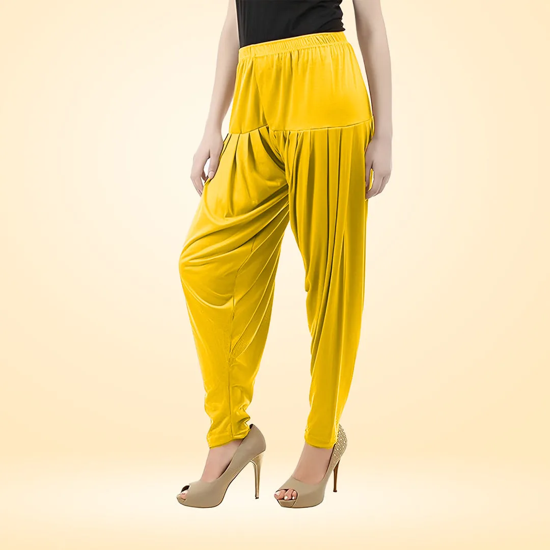 Ultra Comfortable Viscose Rayon Patiala Pants for Women - Yellow