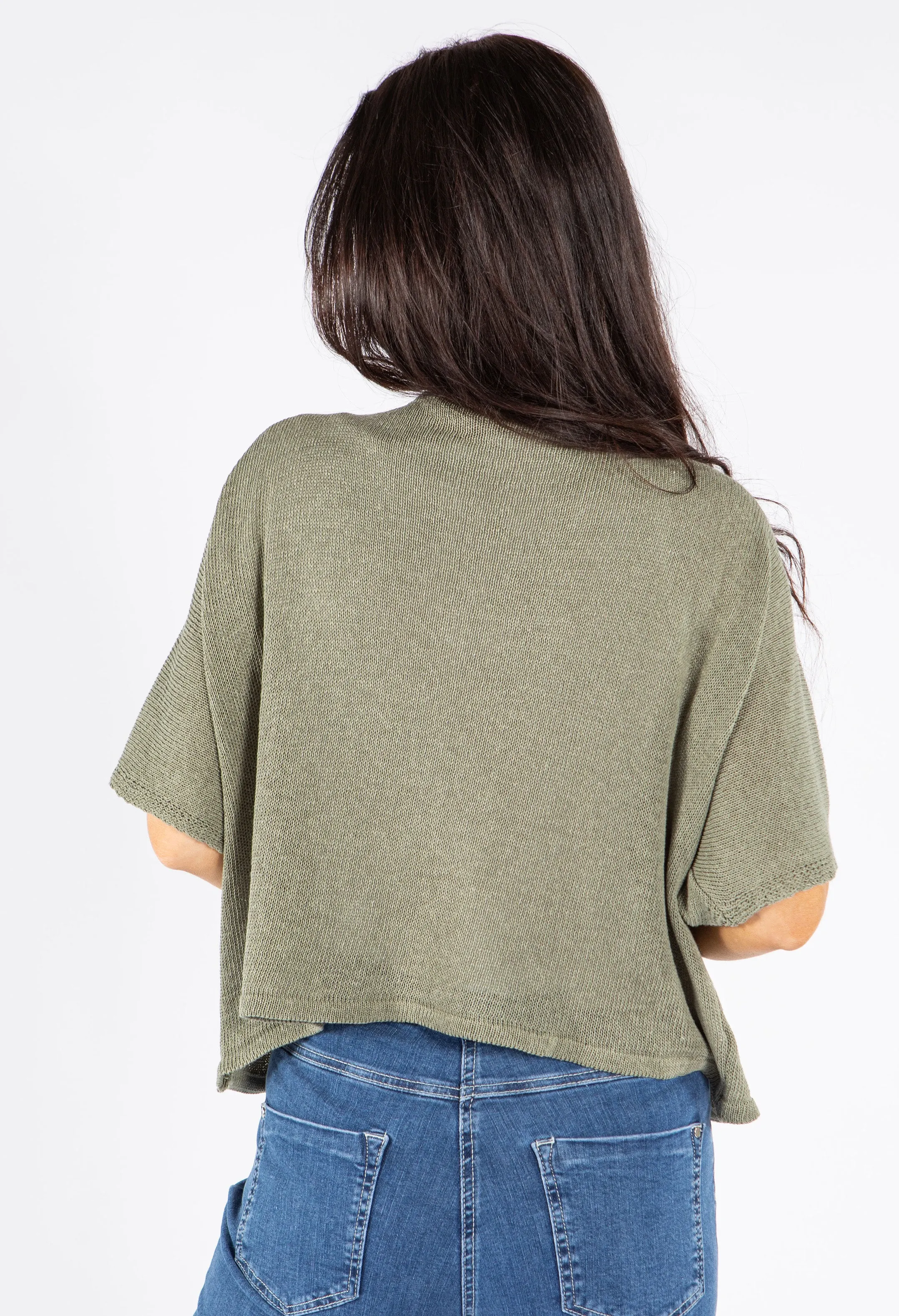 V-Neck Cropped Knit Cardigan