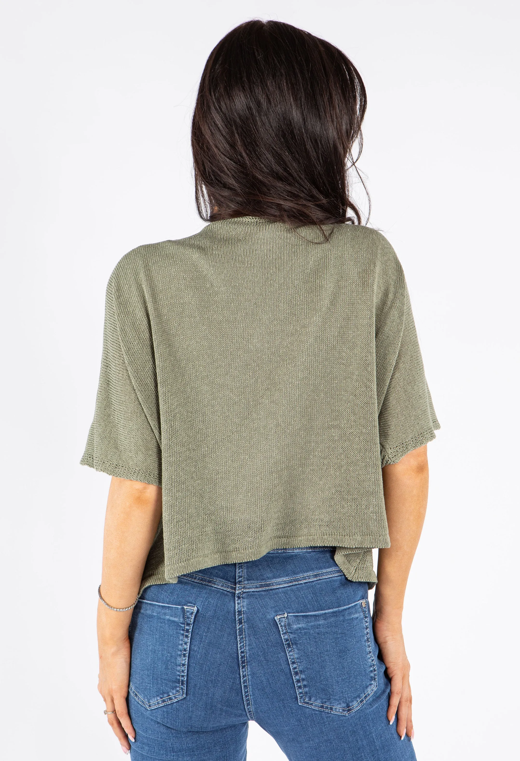 V-Neck Cropped Knit Cardigan