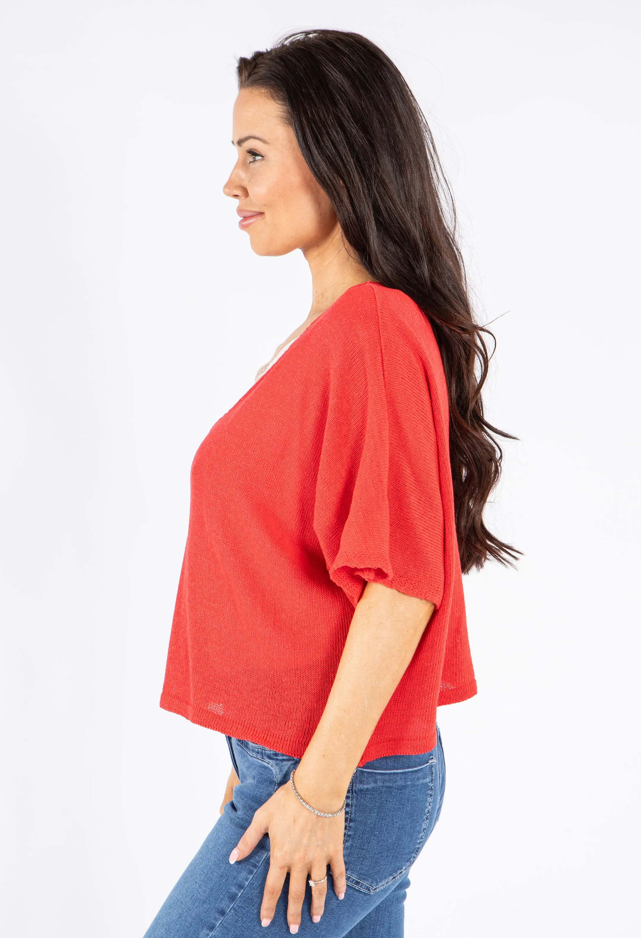 V-Neck Cropped Knit Cardigan