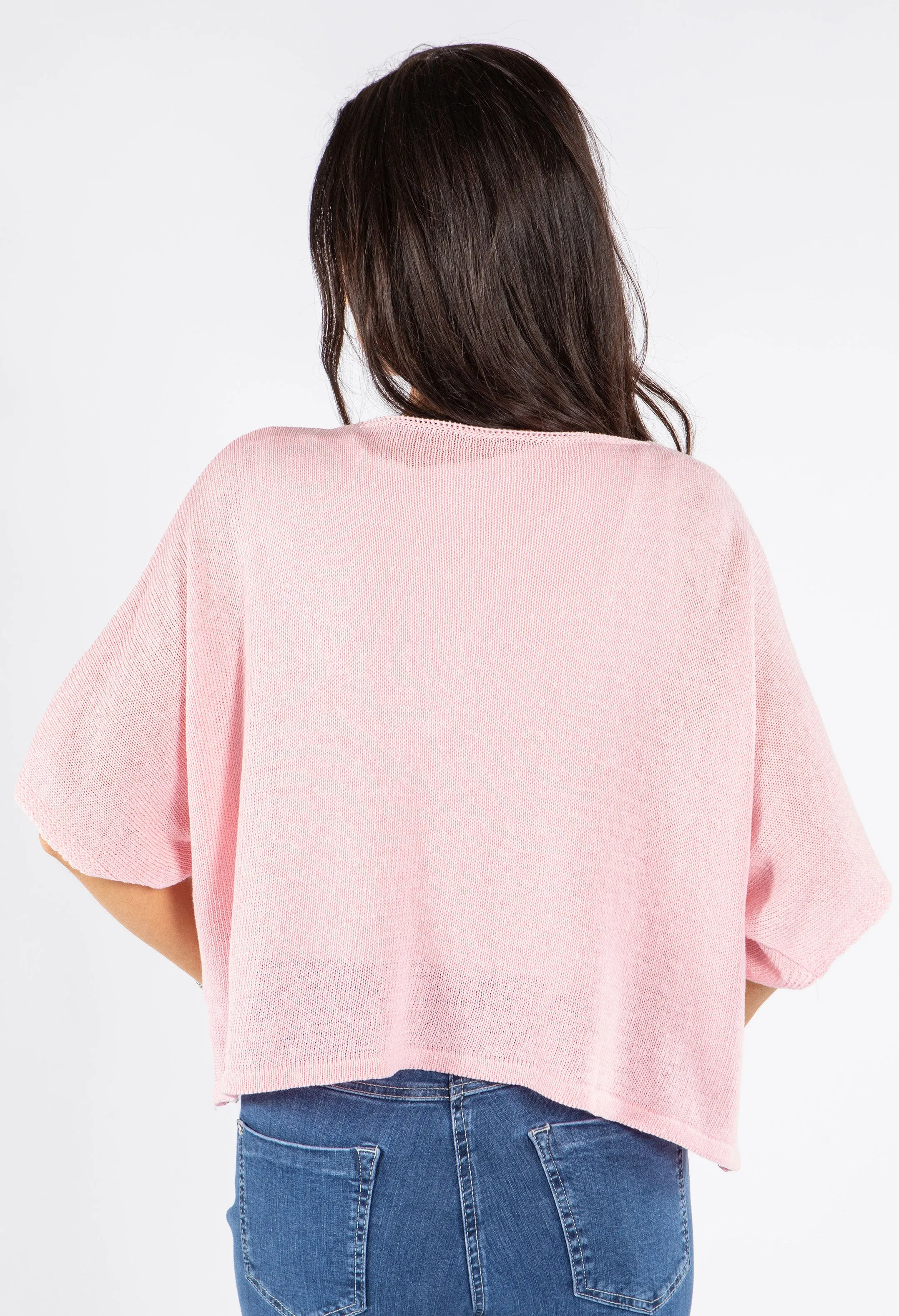 V-Neck Cropped Knit Cardigan
