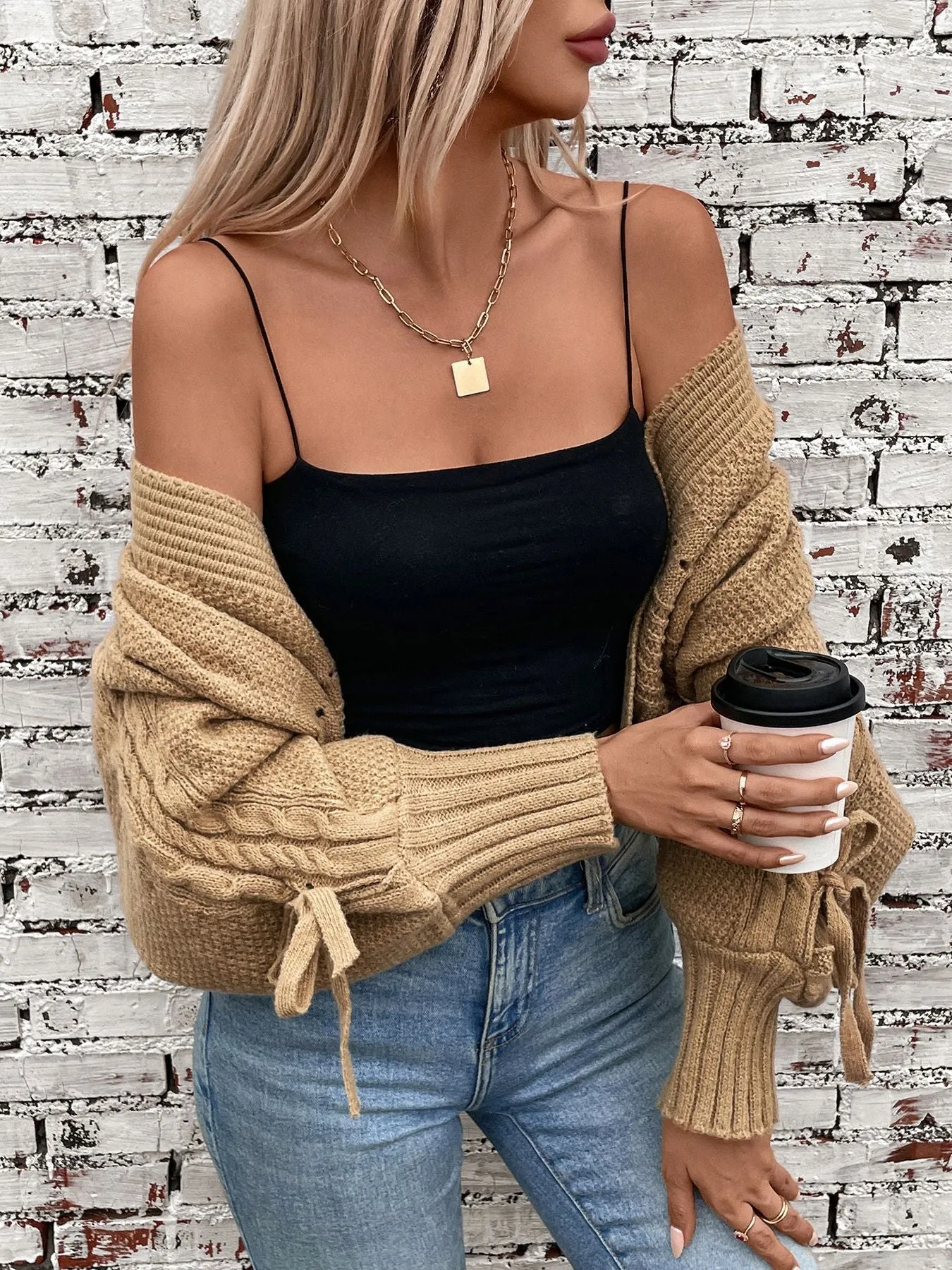 Versatile Women's Cable Knit Cardigan