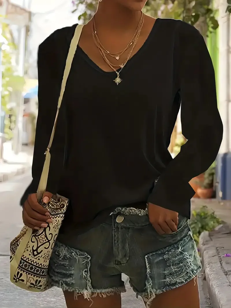 VersaVibe V-Neck Long Sleeve Tee