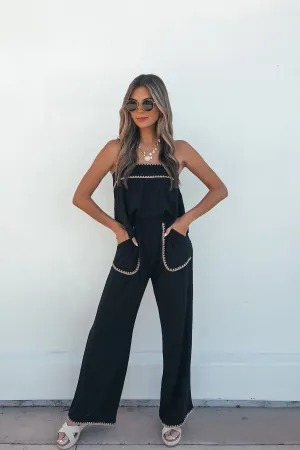 Vintage Havana Black Linen Wide Leg Pants