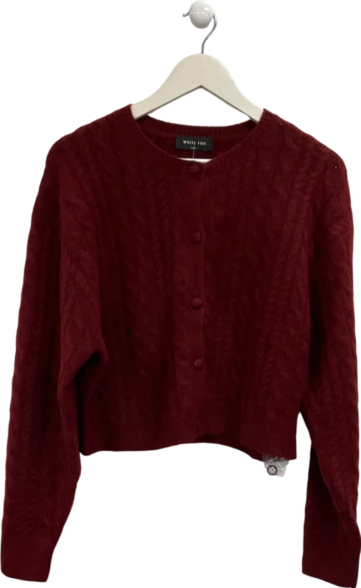 White Fox Red Betting On You Knit Cardigan Wine UK M/L