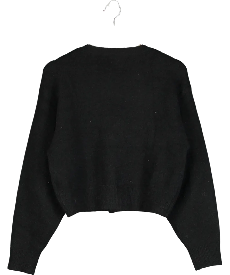 White Fox Warm Whispers Knit Cardigan Black UK XS/S