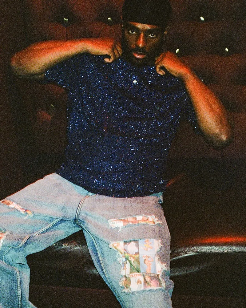 WKNDRS x Playboy® Metal Knit Polo Navy